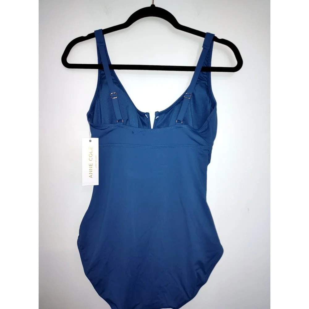 Anne Cole Womens Blue Ruched One Piece Swimsuit 126MO070 SLB Size 10 NWT